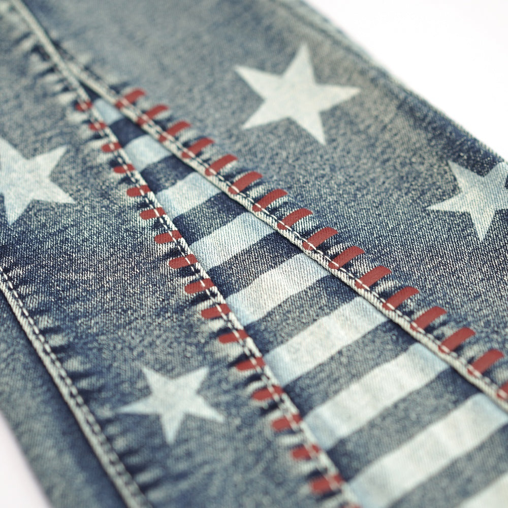 Vintage Star Pattern Jeans – Women’s High-Waist Wide-Leg Retro Denim cjdropshipping