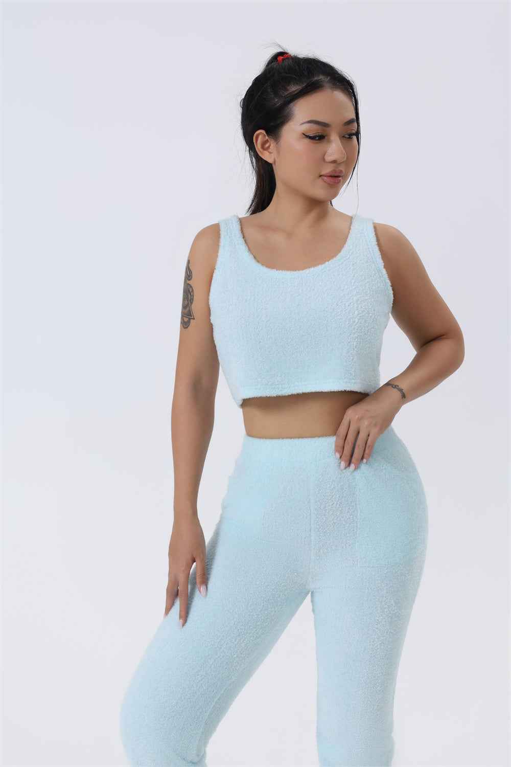 Women’s 3-Piece Cozy Winter Lounge Set – Soft Pajama Pants, Tank Top & Warm Cardigan.