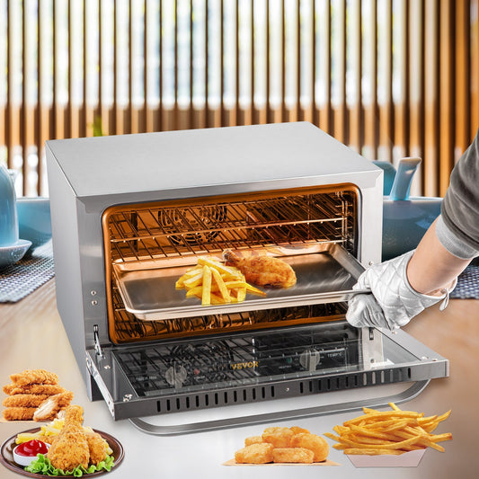 VEVOR Commercial Convection Oven – Half-Size 1600W Countertop Electric Baking Oven with Glass Door.