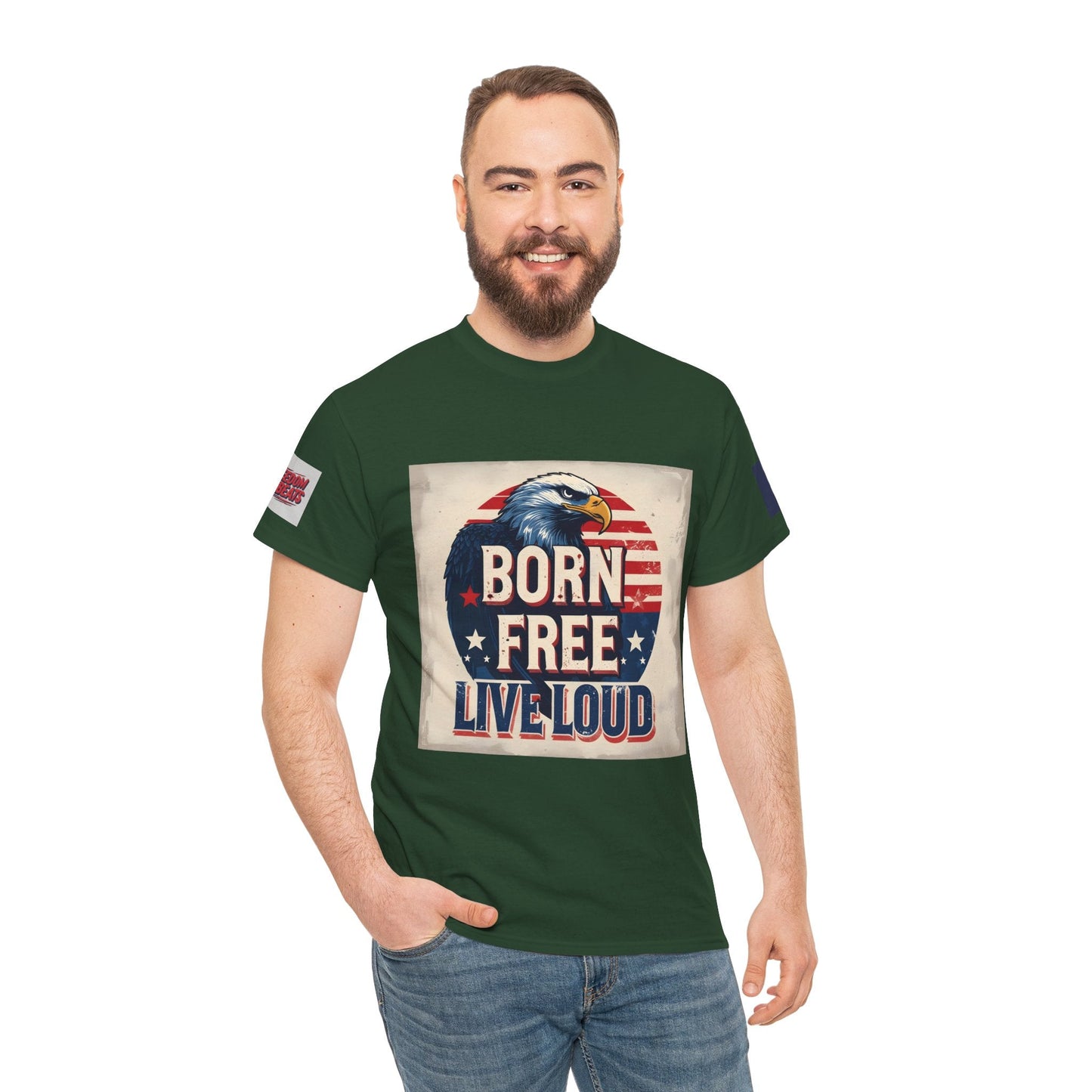 Patriotic Unisex Tee - Born Free Live Loud American Pride Shirt Printify