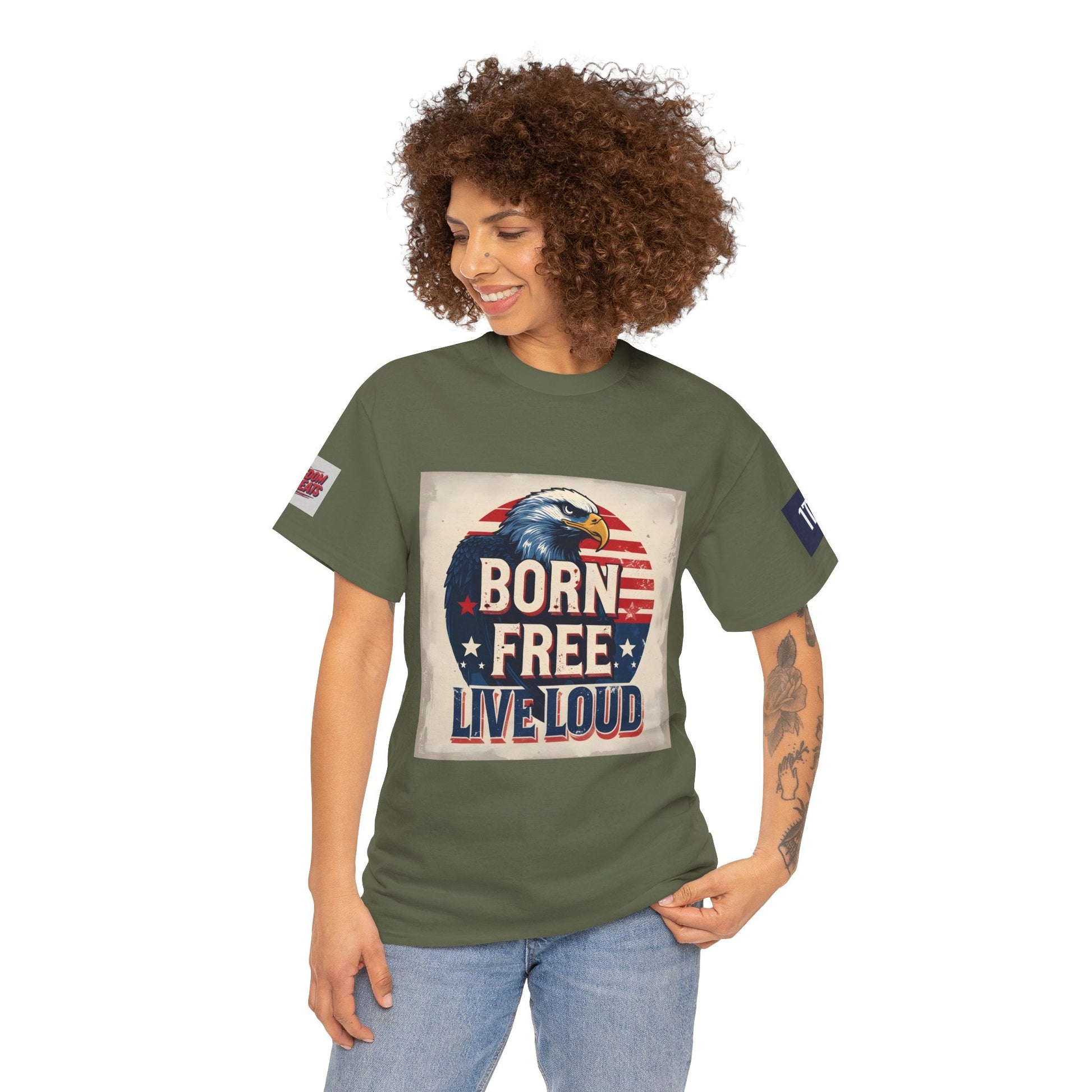 Patriotic Unisex Tee - Born Free Live Loud American Pride Shirt Printify