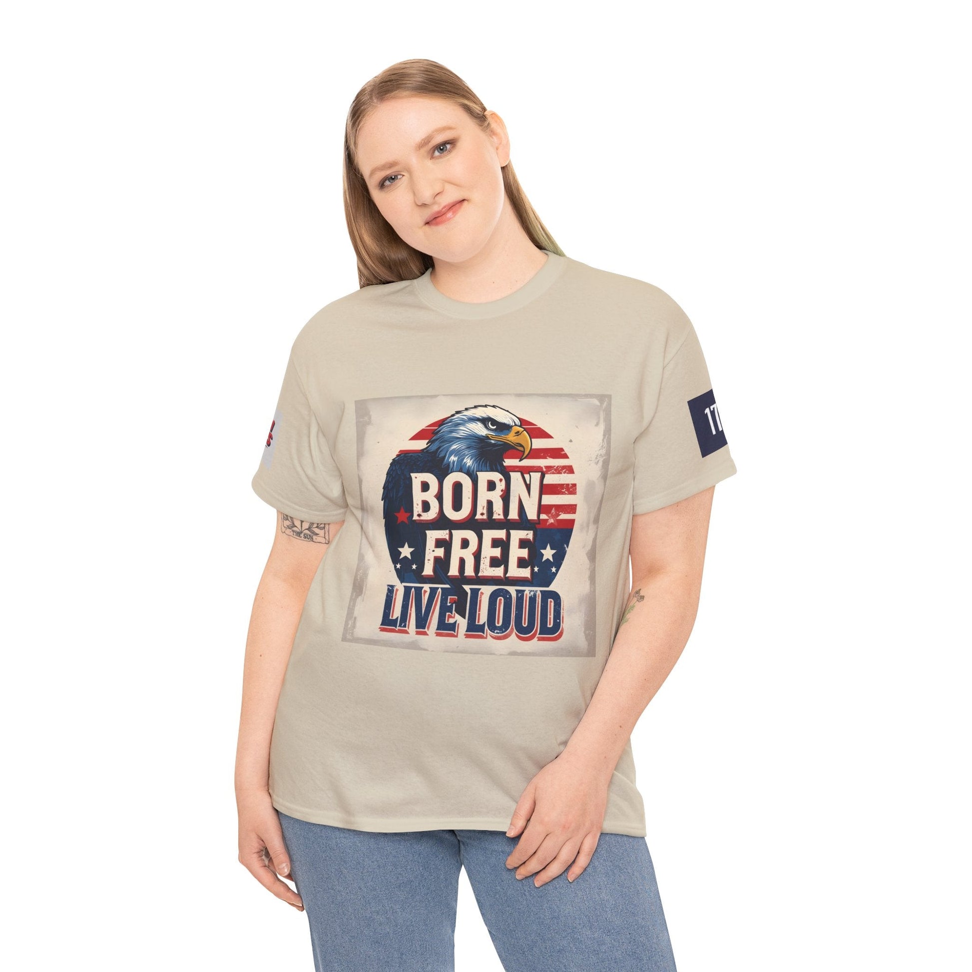 Patriotic Unisex Tee - Born Free Live Loud American Pride Shirt Printify