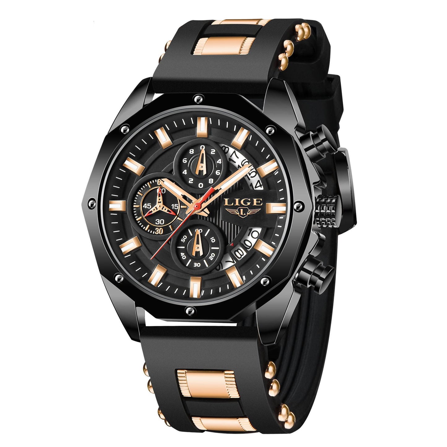 Luxury Men’s Sport Watch | Waterproof Quartz Chronograph Silicone Wristwatch - Bright Starz Store