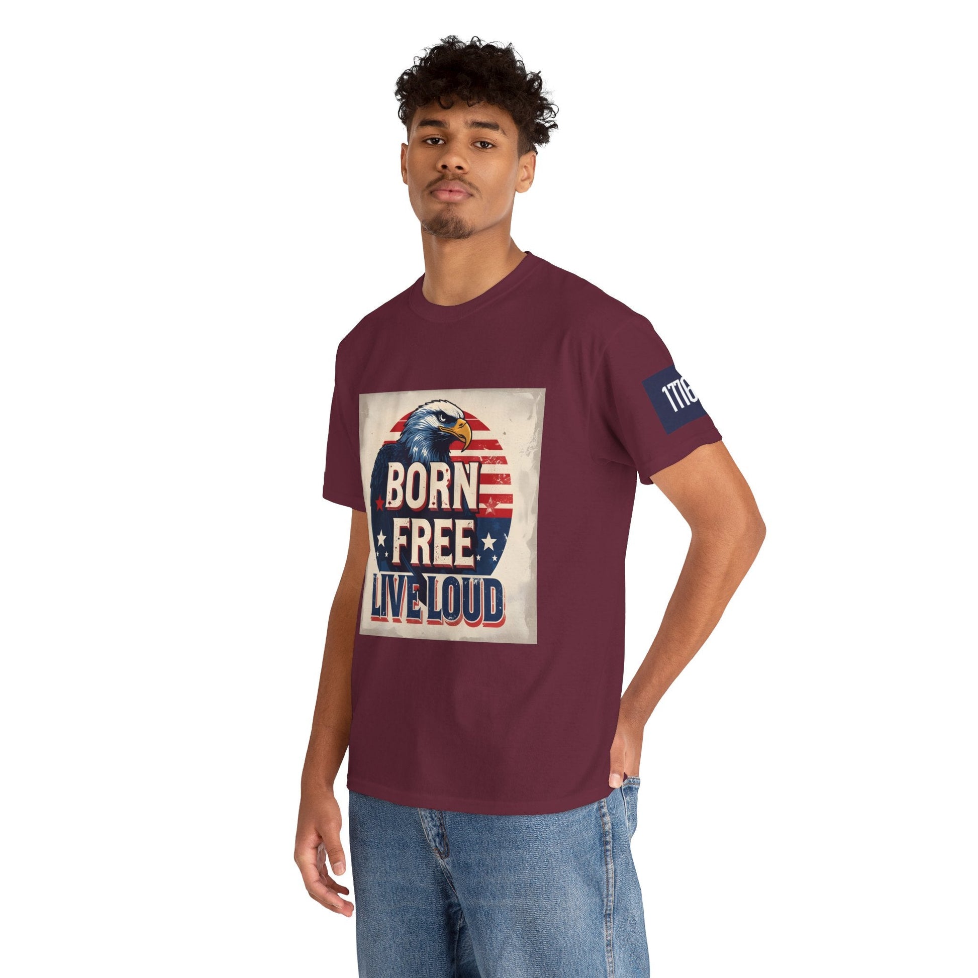 Patriotic Unisex Tee - Born Free Live Loud American Pride Shirt Printify