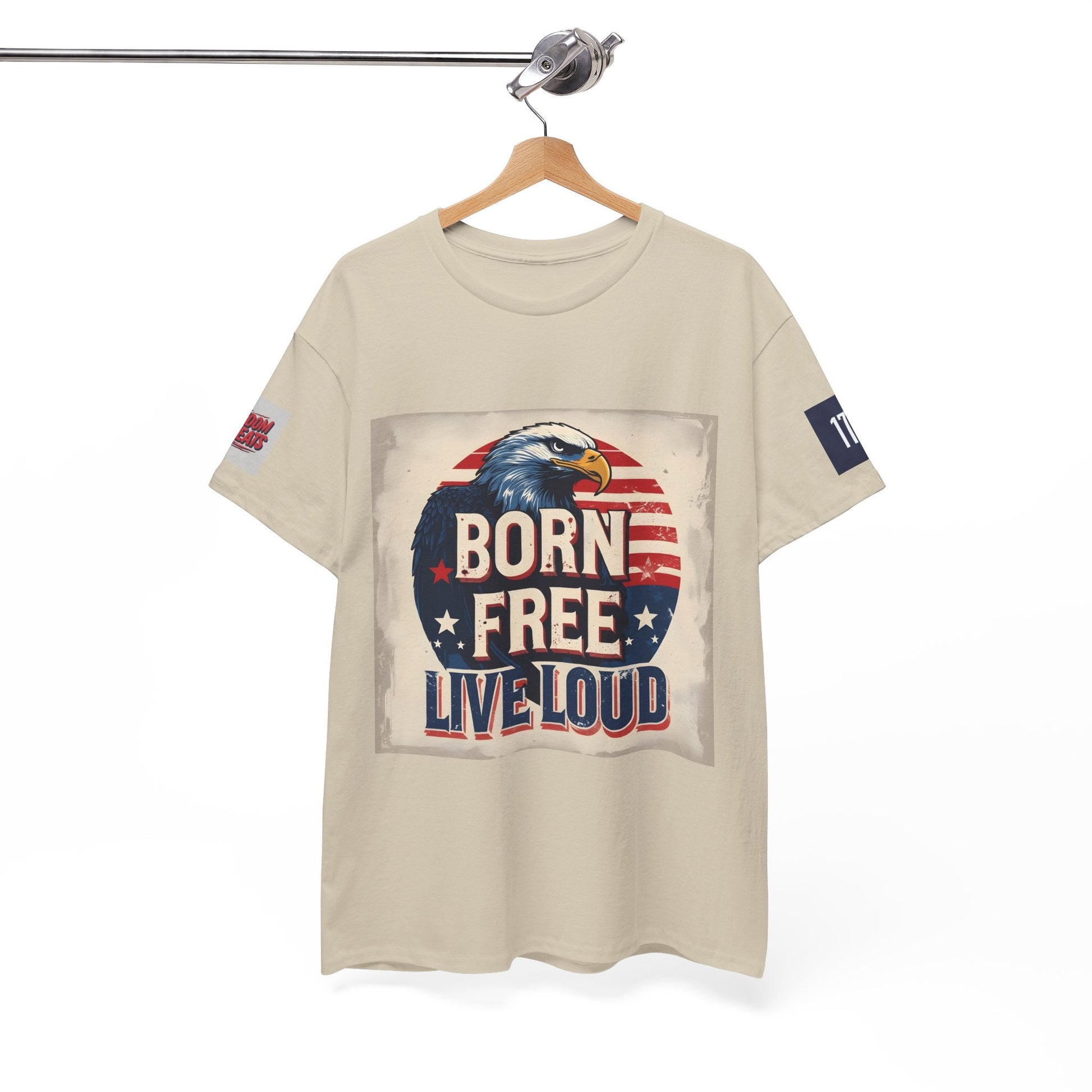 Patriotic Unisex Tee - Born Free Live Loud American Pride Shirt Printify
