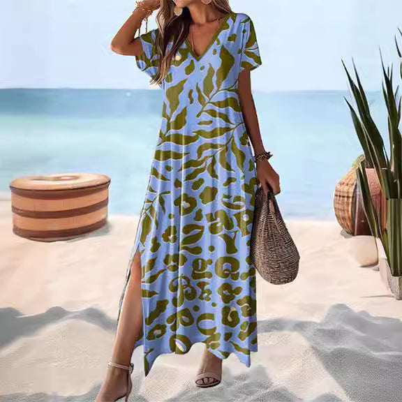 High Waist Floral Print Maxi Skirt – Elegant Boho Summer Skirt for Women.