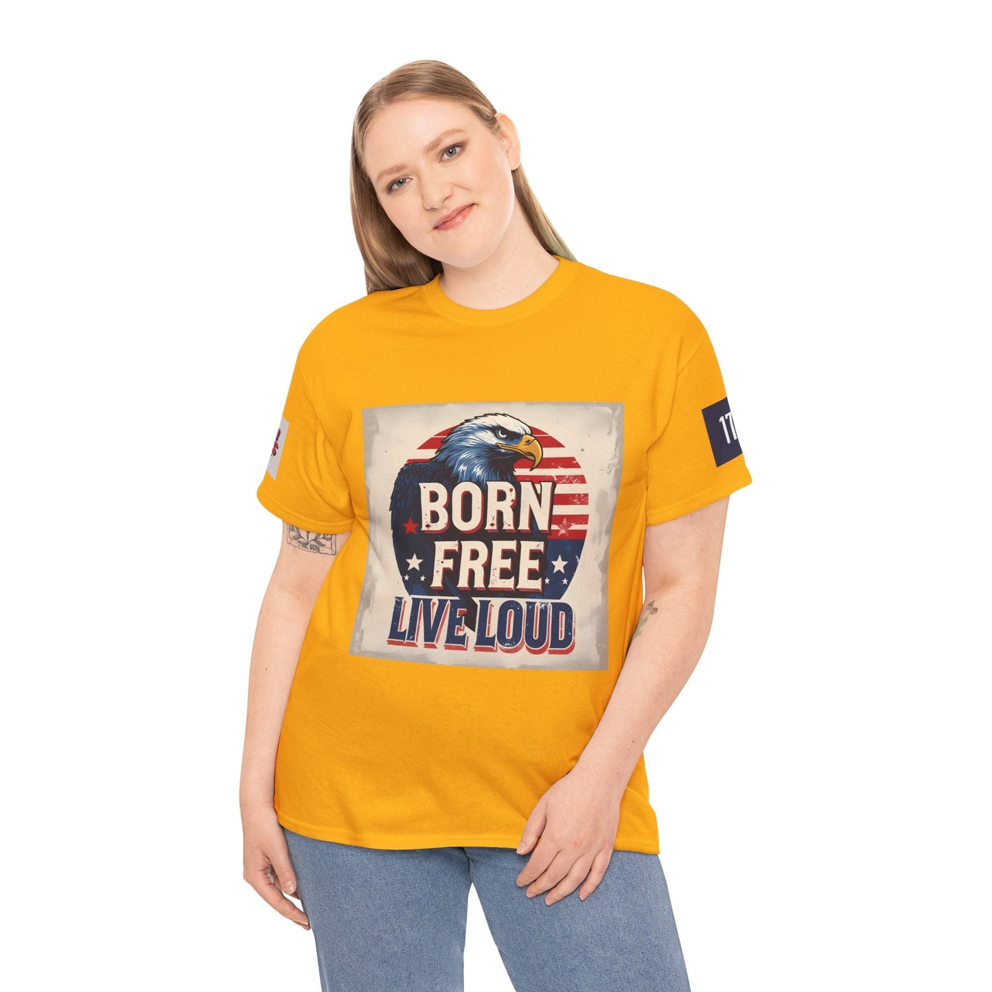 Patriotic Unisex Tee - Born Free Live Loud American Pride Shirt Printify