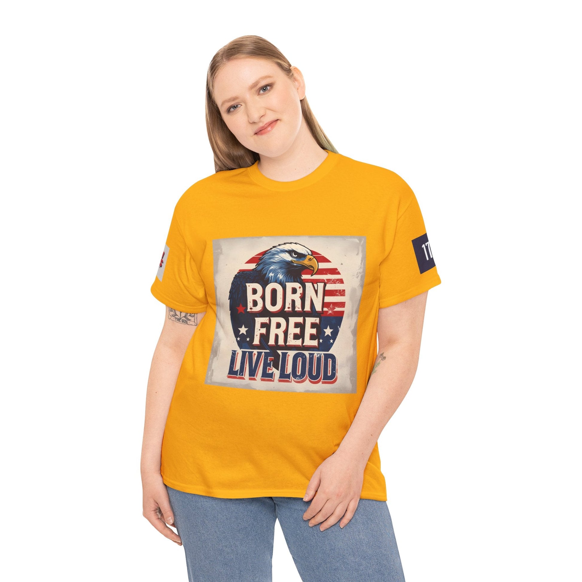 Patriotic Unisex Tee - Born Free Live Loud American Pride Shirt Printify