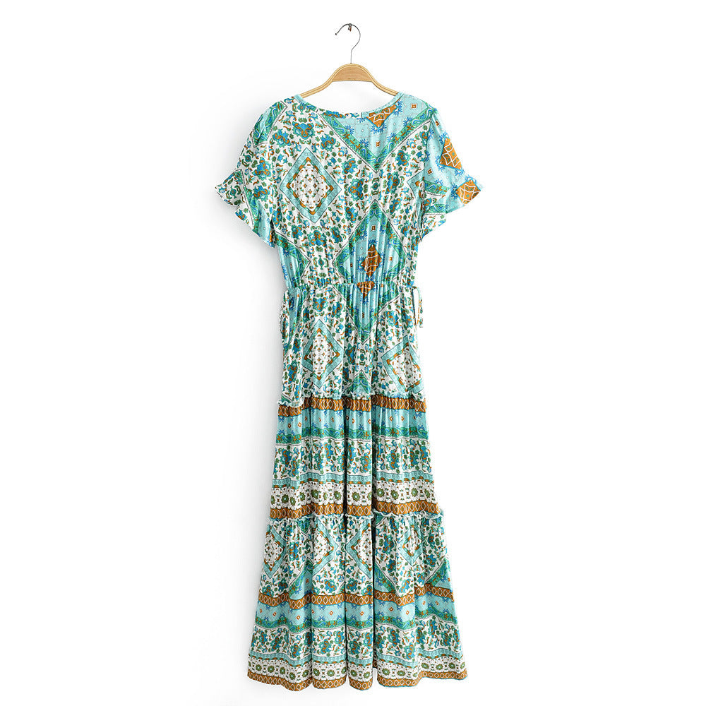 Casual Floral Short Boho Maxi Dress – Lightweight Summer Beach & Vacation Outfit.