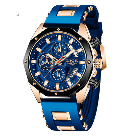 Luxury Men’s Sport Watch | Waterproof Quartz Chronograph Silicone Wristwatch - Bright Starz Store