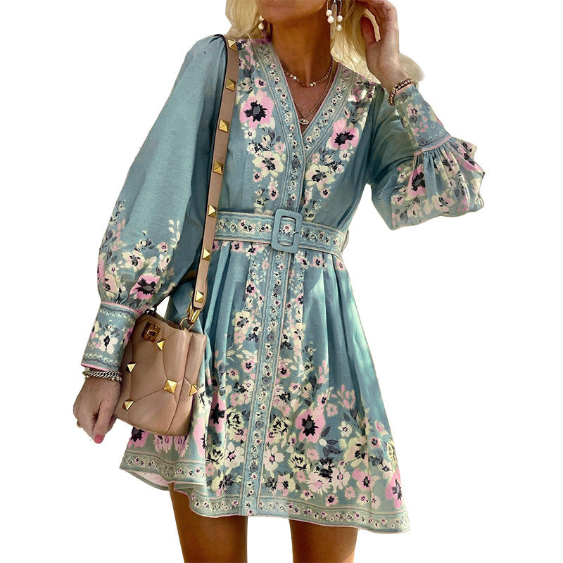 Ladies Fashion Loose Printed Boho Dress.