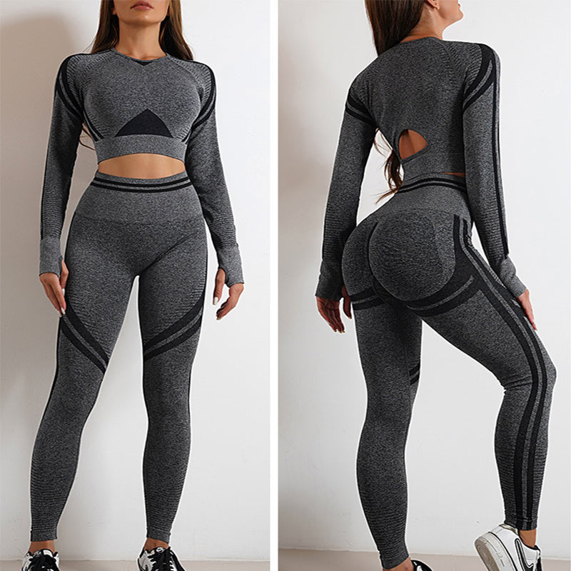 Seamless Yoga Pants & Long Sleeve Tops | Butt-Lifting Slim Fit Workout Sportswear.