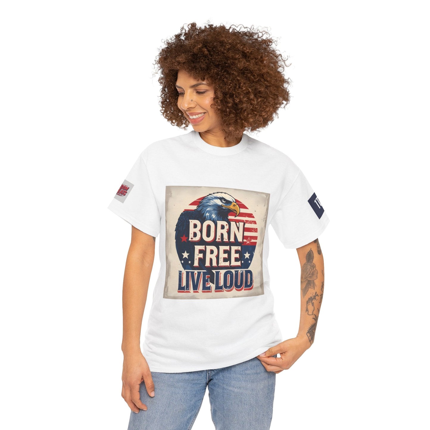 Patriotic Unisex Tee - Born Free Live Loud American Pride Shirt Printify