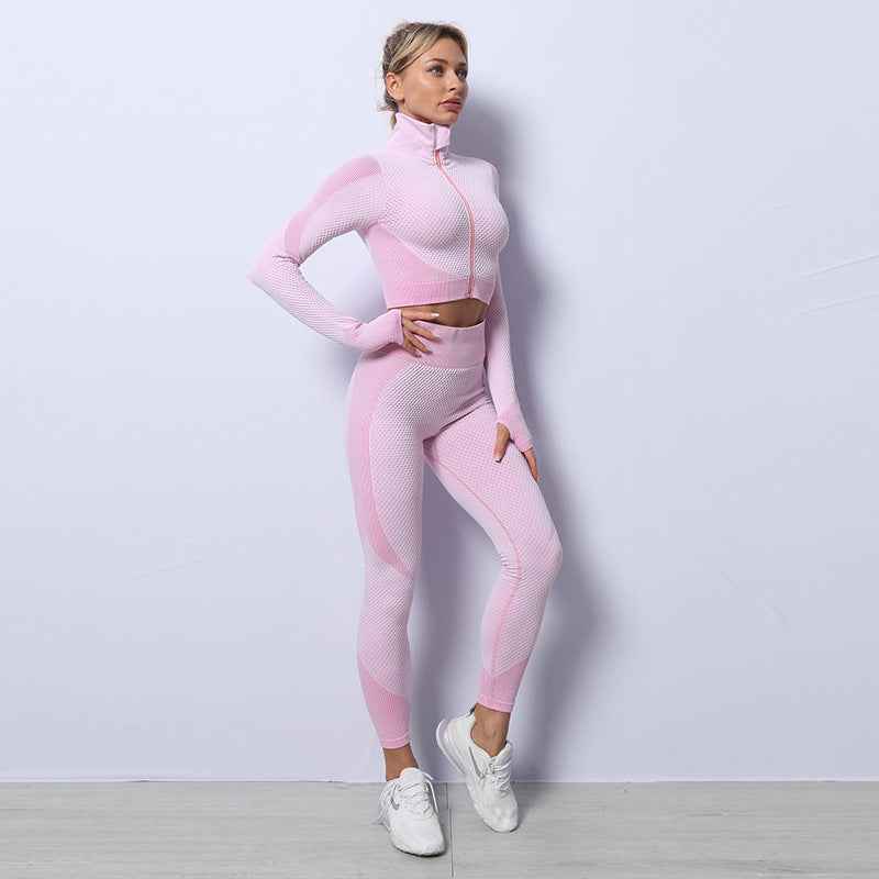 3PCS Women’s Seamless Yoga Set – Fitness Gym Leggings & Crop Top Sports Bra.