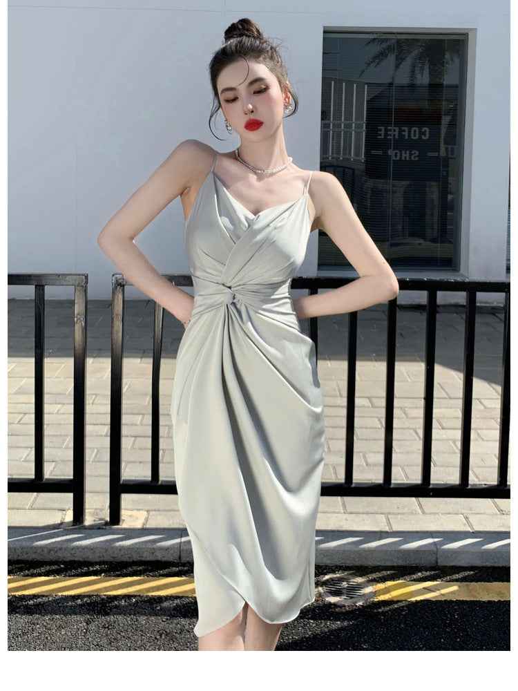 Women’s Satin Slim Fit Fashion Slim Slip Dress – Elegant Evening & Party Wear.