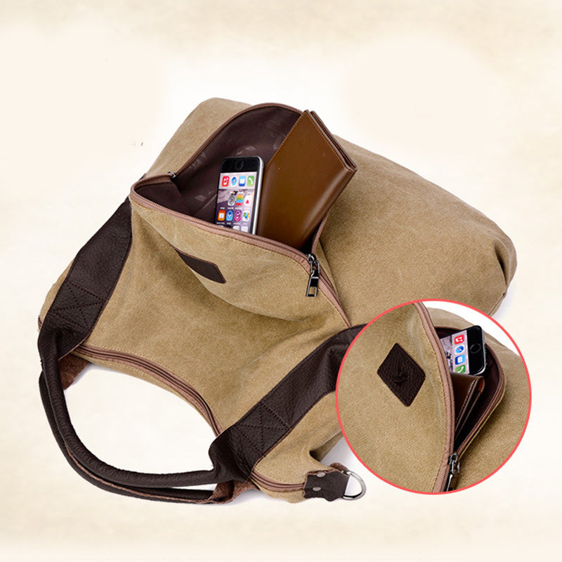 Women’s Minimalist Retro Canvas Bag – Vintage Shoulder & Crossbody Handbag.
