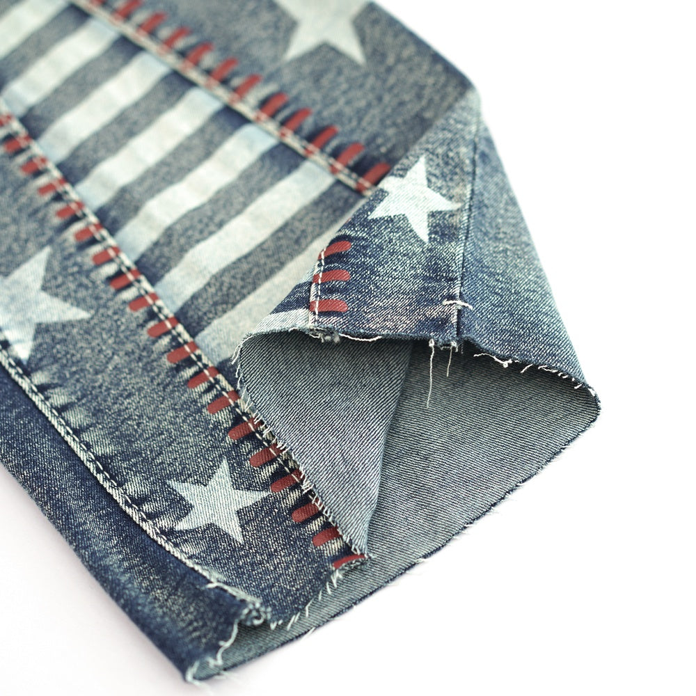 Vintage Star Pattern Jeans – Women’s High-Waist Wide-Leg Retro Denim cjdropshipping
