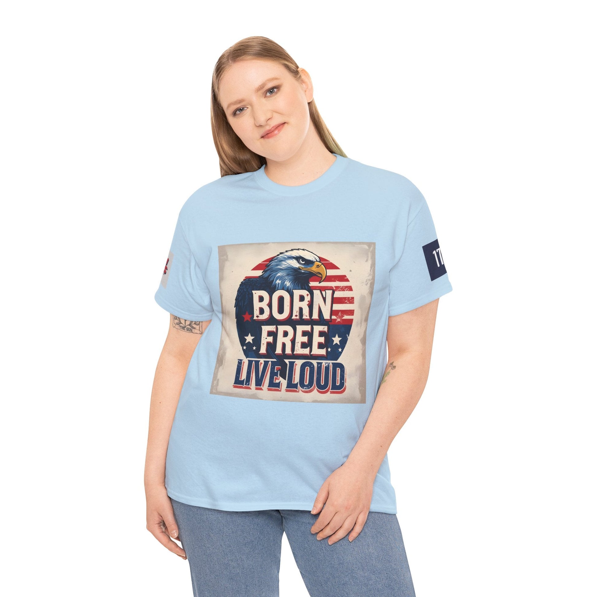 Patriotic Unisex Tee - Born Free Live Loud American Pride Shirt Printify
