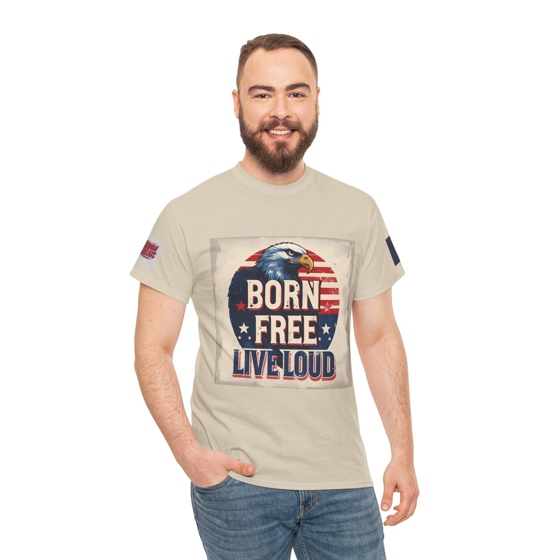 Patriotic Unisex Tee - Born Free Live Loud American Pride Shirt Printify