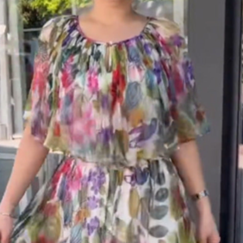 Women’s Vintage Floral Print Maxi Dress – Elegant Long Sleeve A-Line Boho Chic Evening Gown.