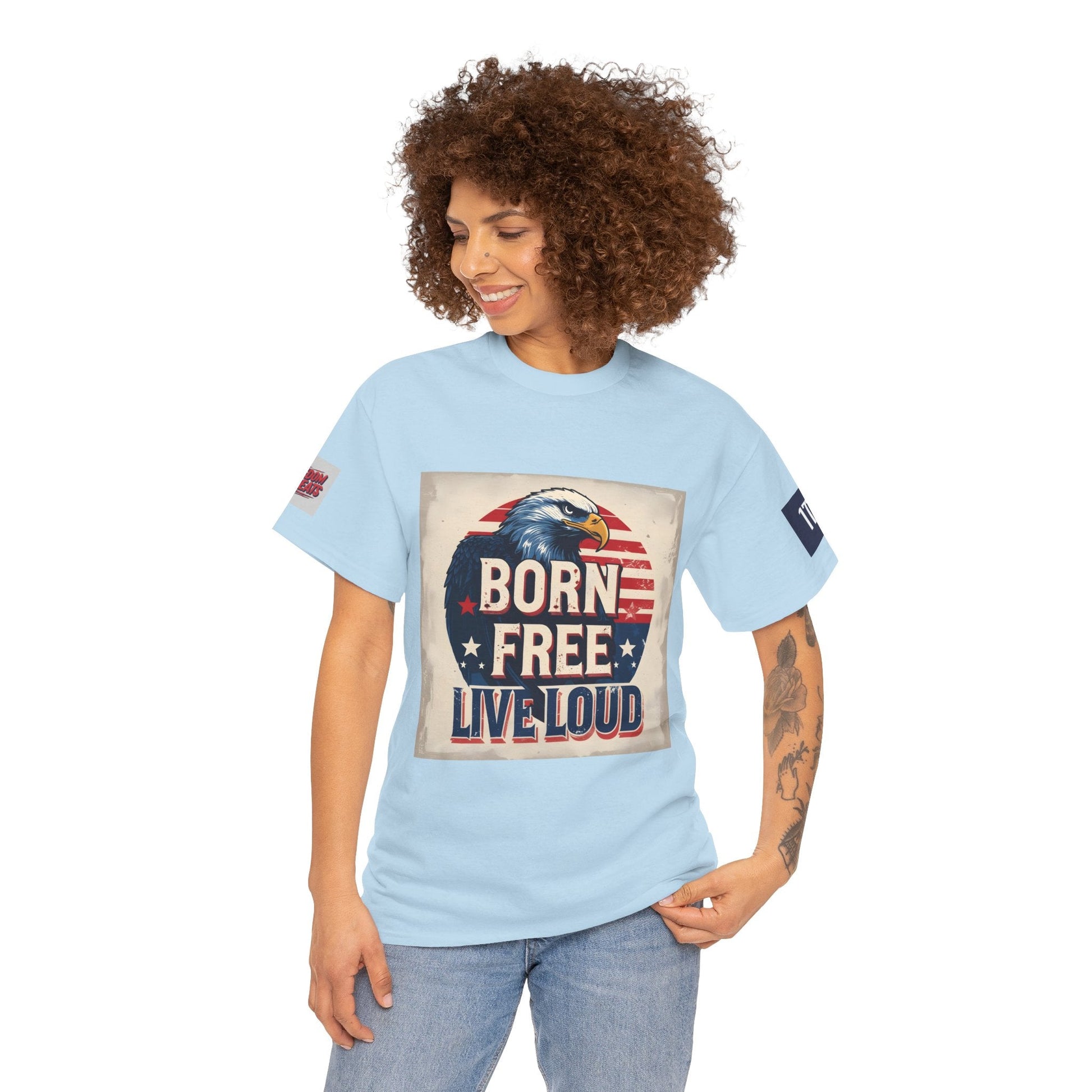 Patriotic Unisex Tee - Born Free Live Loud American Pride Shirt Printify