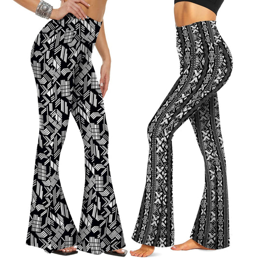 Flared Cropped High-Rise Pants Set – Chic Printed 2-Piece Outfit for Effortless Style.