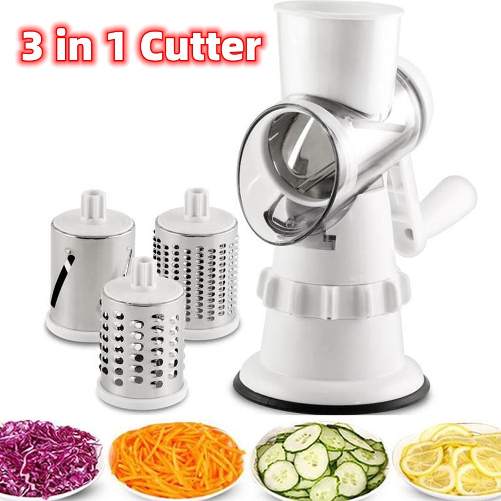 3-in-1 Vegetable Slicer | Manual Mandolin Chopper, Grater & Shredder for Kitchen - Bright Starz Store