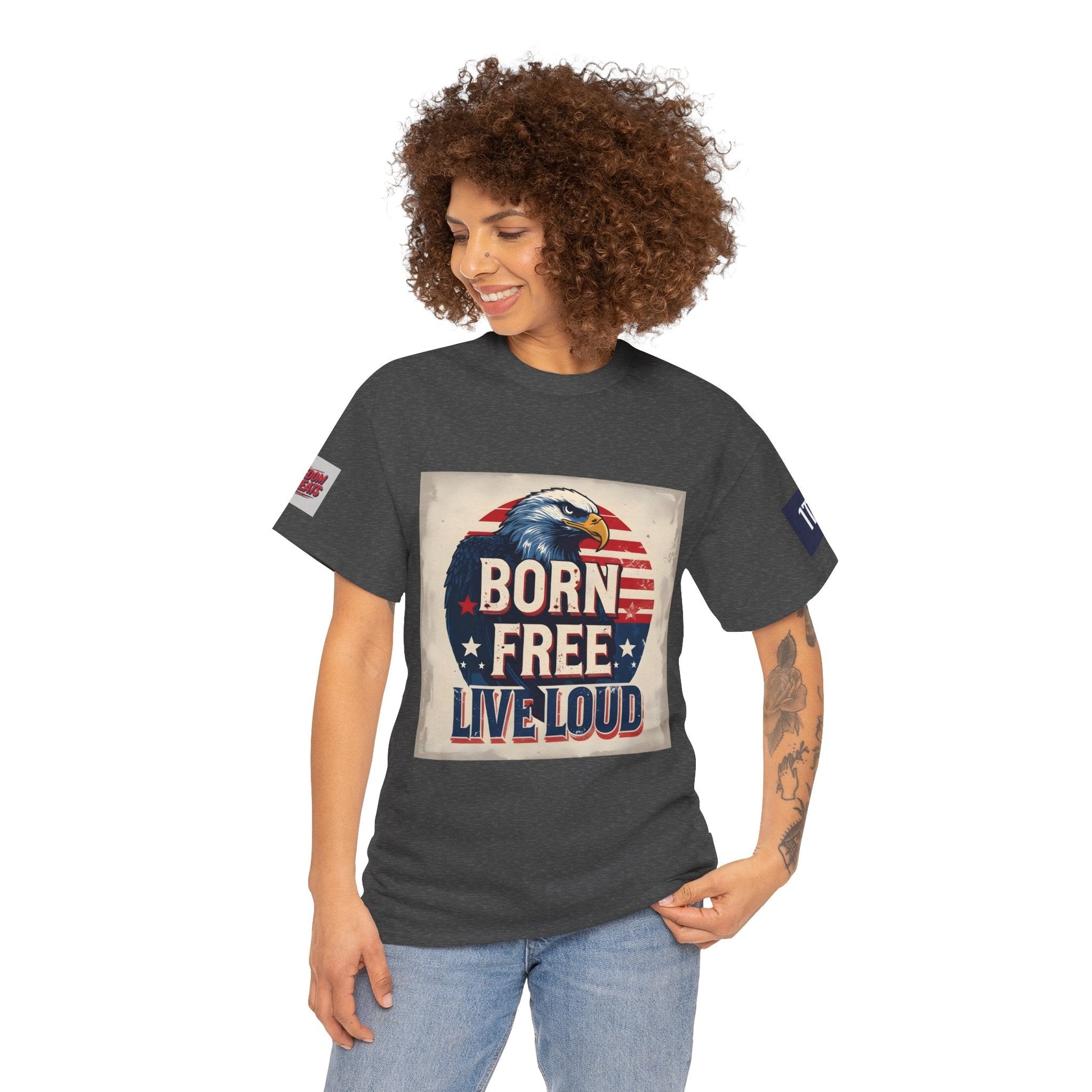 Patriotic Unisex Tee - Born Free Live Loud American Pride Shirt Printify
