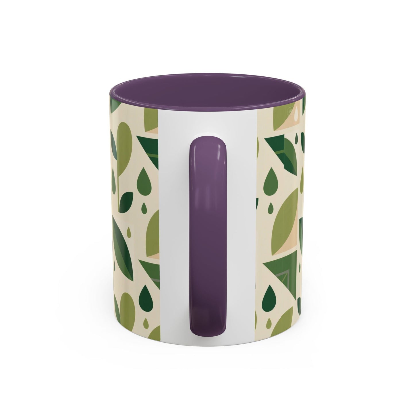 Mug - Abstract Green Leaf and Water Drop Pattern, Minimal Geometric Design Printify