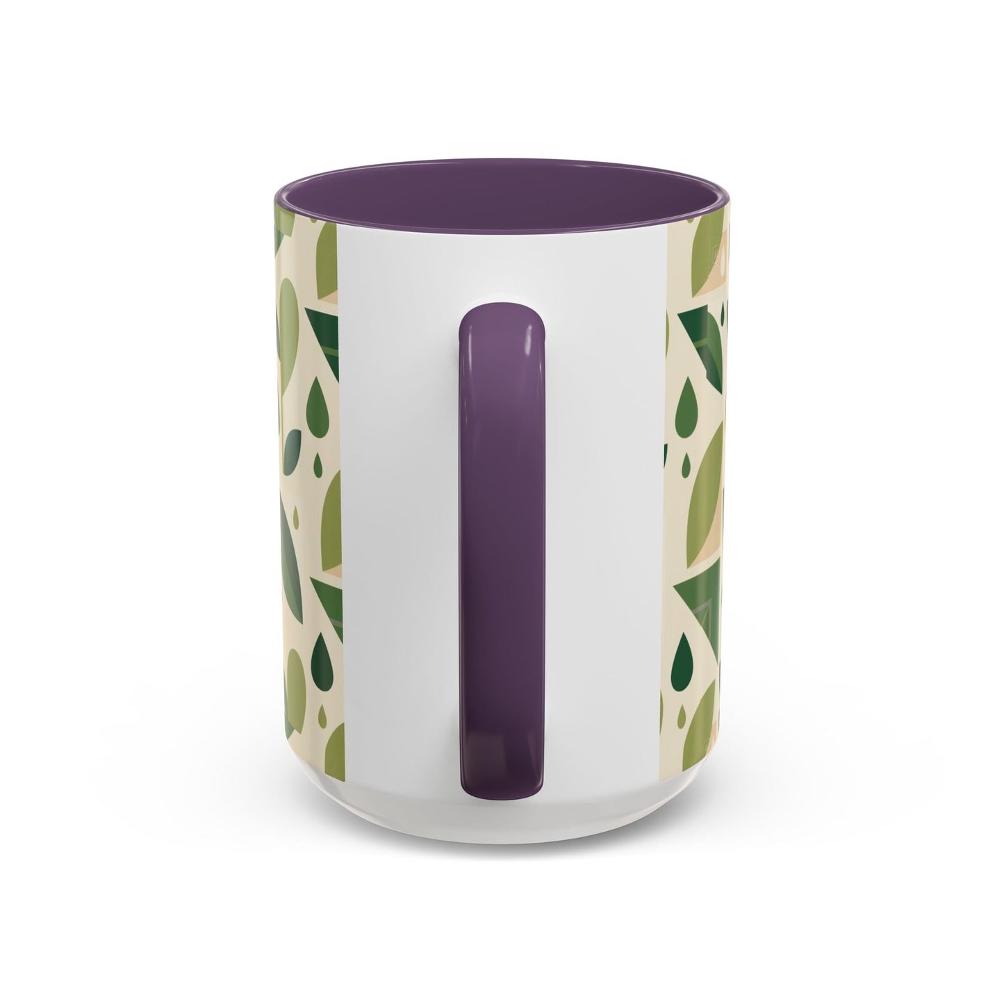 Mug - Abstract Green Leaf and Water Drop Pattern, Minimal Geometric Design Printify