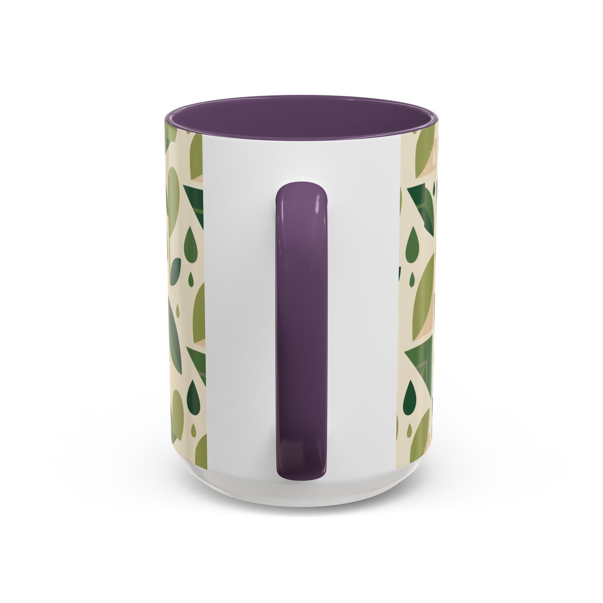 Mug - Abstract Green Leaf and Water Drop Pattern, Minimal Geometric Design Printify