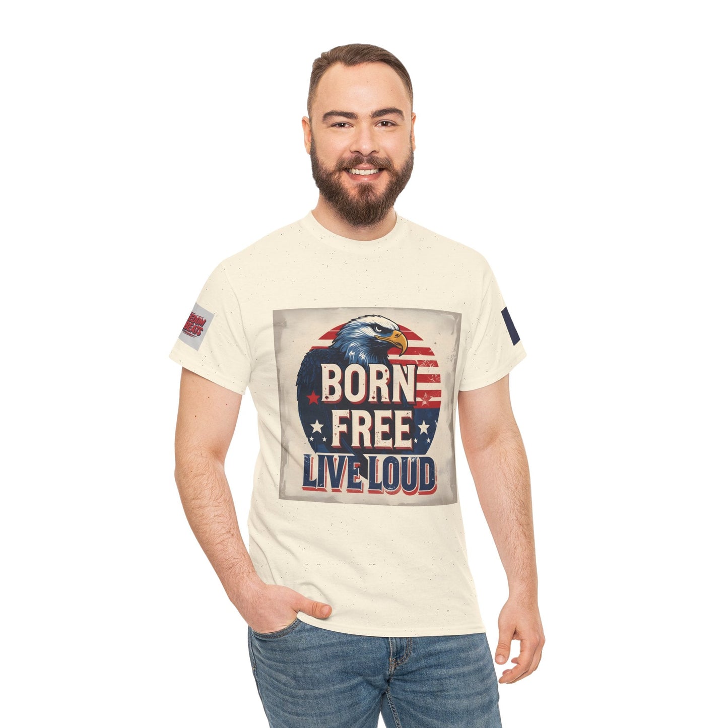 Patriotic Unisex Tee - Born Free Live Loud American Pride Shirt Printify