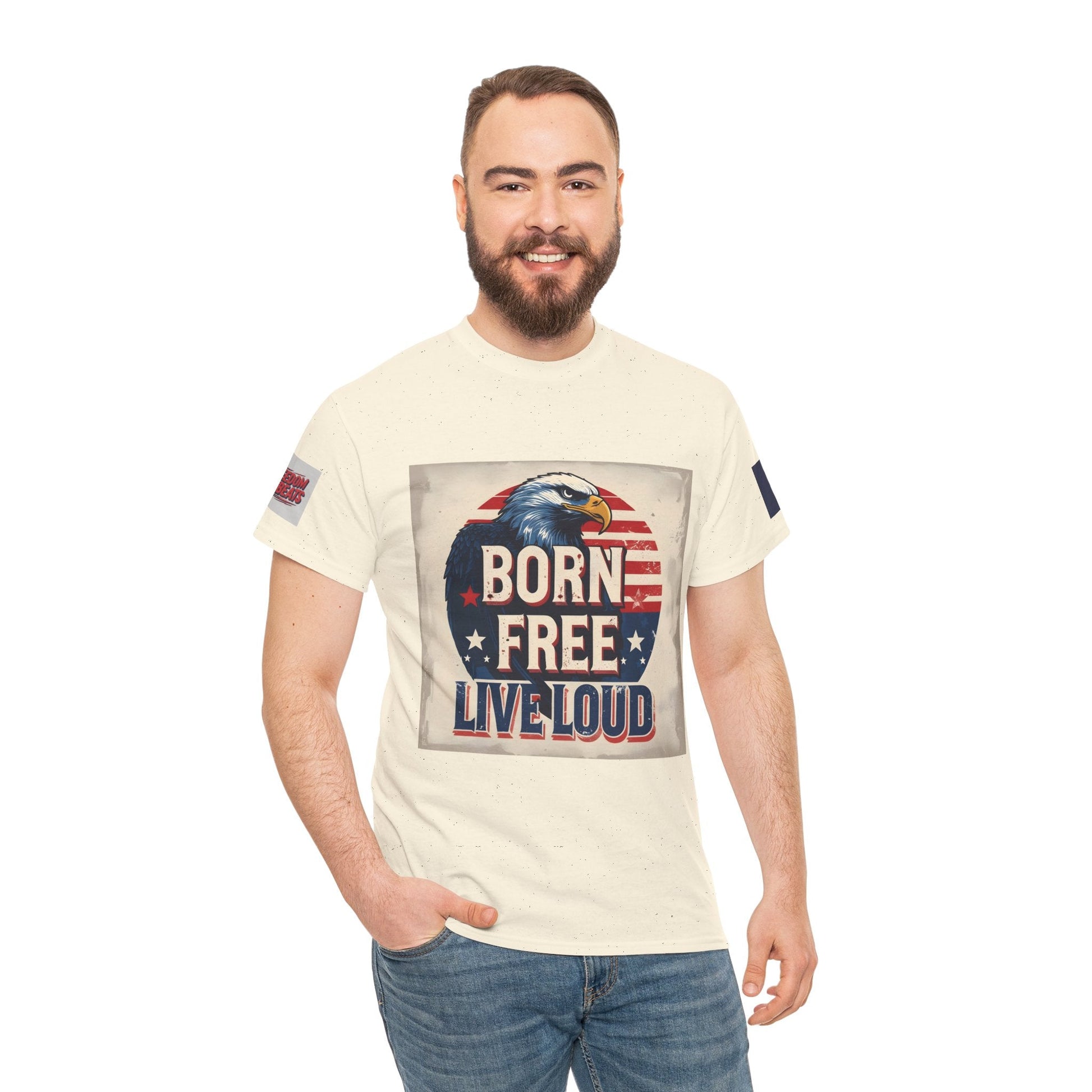 Patriotic Unisex Tee - Born Free Live Loud American Pride Shirt Printify