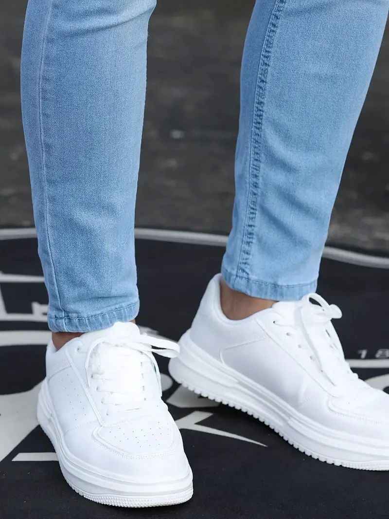Men’s Retro Washed Stretch Slim Fit Jeans with Zipper Detail – Casual Denim Pants.