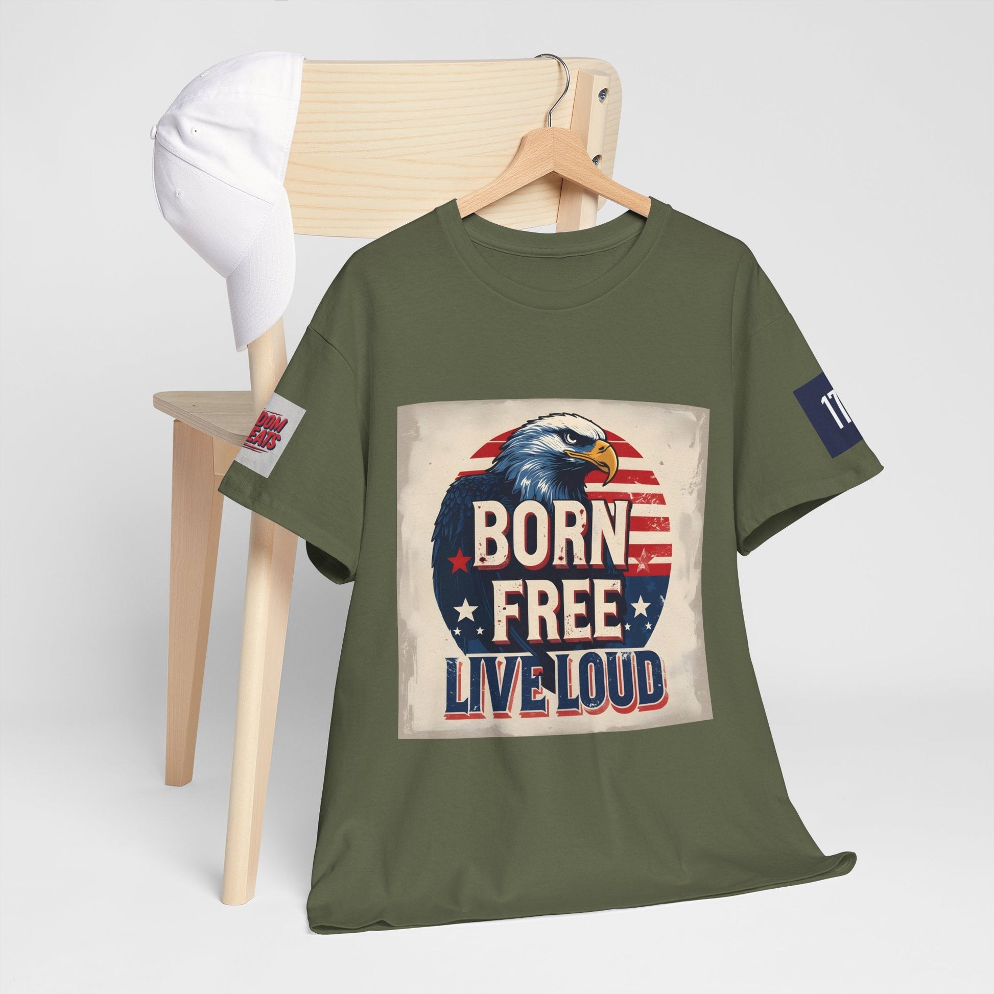 Patriotic Unisex Tee - Born Free Live Loud American Pride Shirt Printify