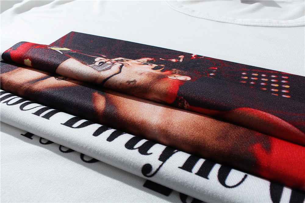 Letters Print Fabric for Women’s Short Shirts – Stylish Cotton & Polyester Sewing Material.