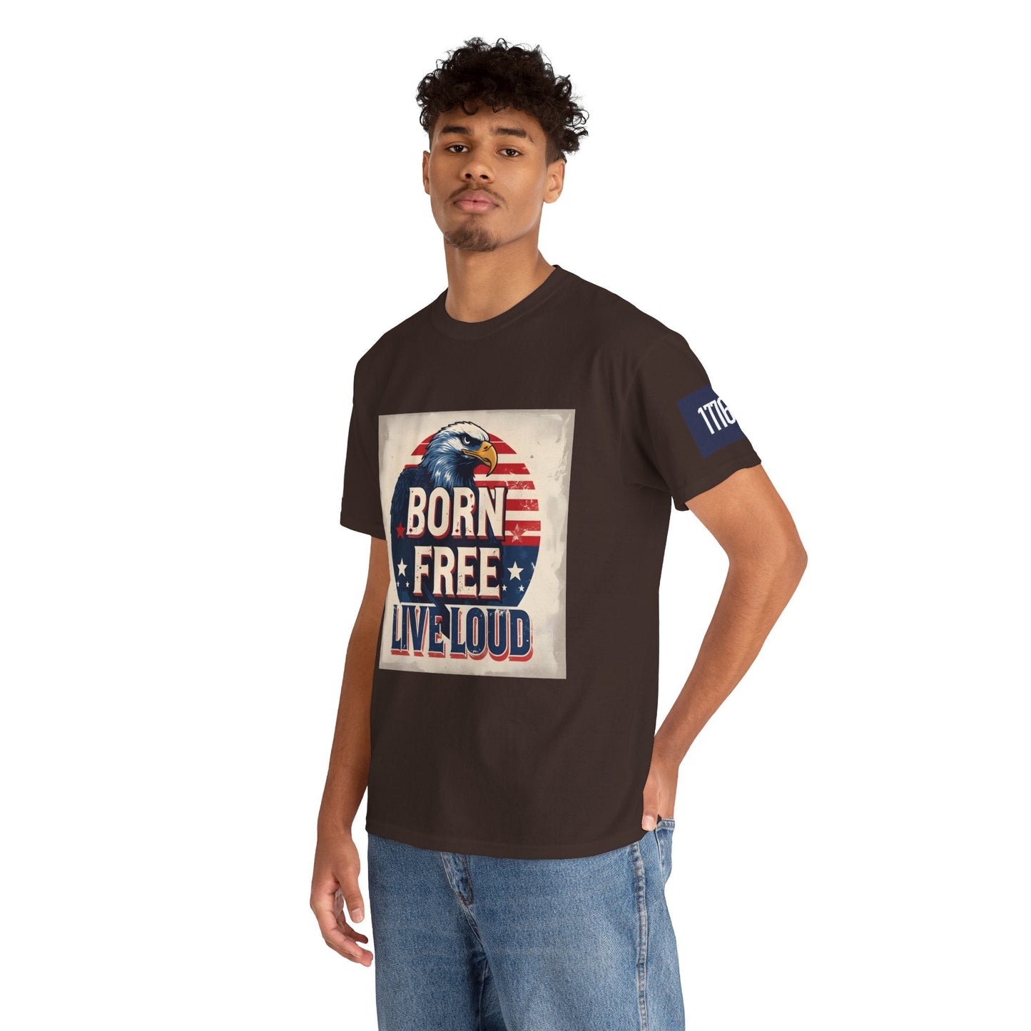 Patriotic Unisex Tee - Born Free Live Loud American Pride Shirt Printify