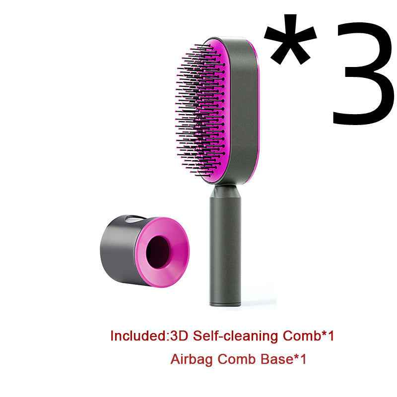 Self-Cleaning Anti-Static Hair Brush – One-Key Airbag Scalp Massager for Women.
