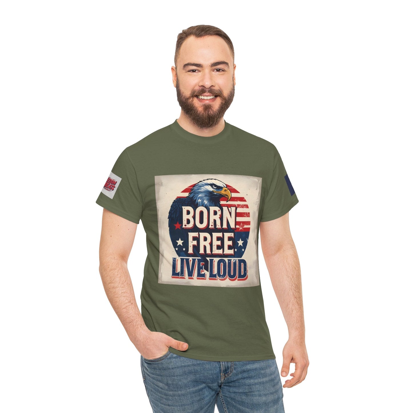 Patriotic Unisex Tee - Born Free Live Loud American Pride Shirt Printify