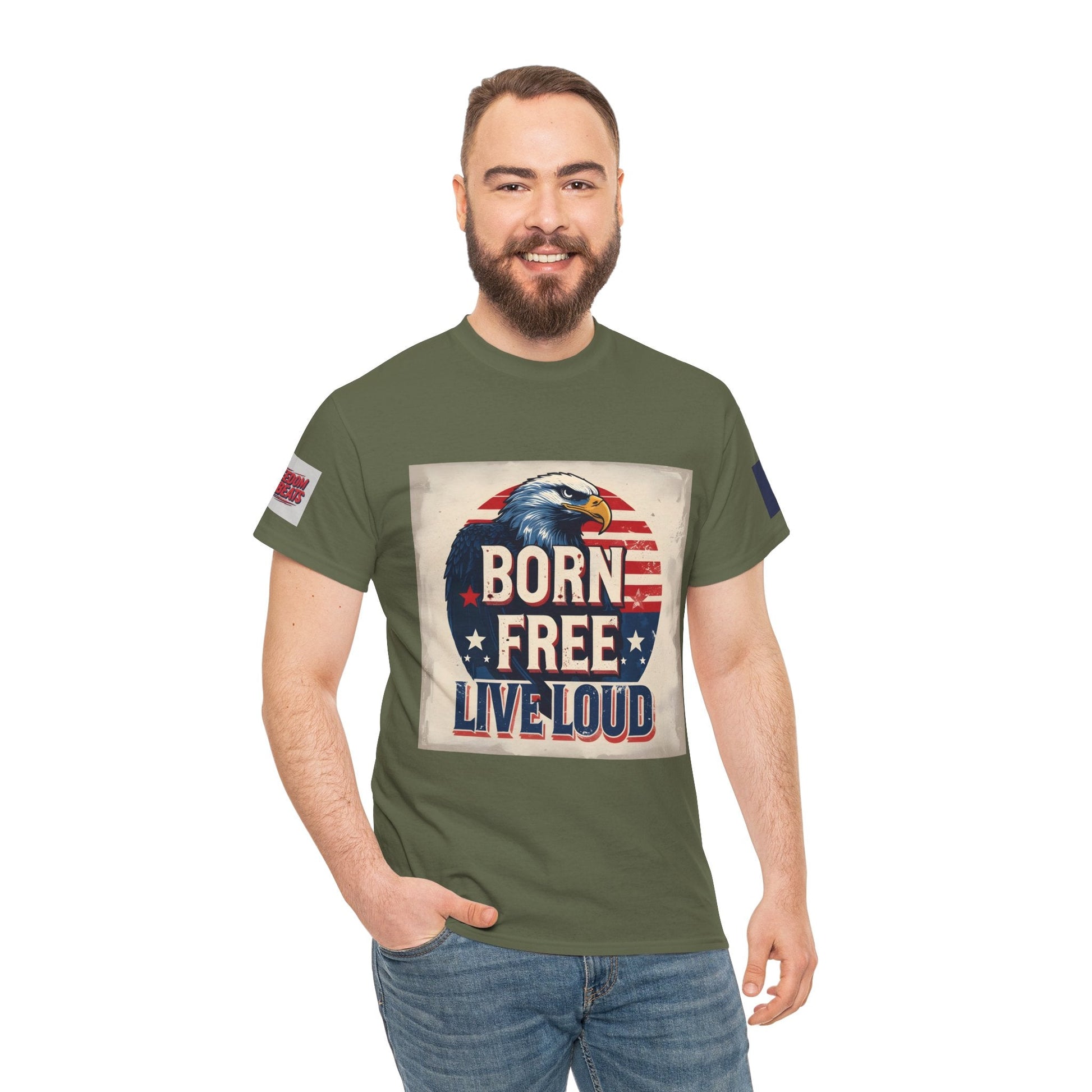Patriotic Unisex Tee - Born Free Live Loud American Pride Shirt Printify