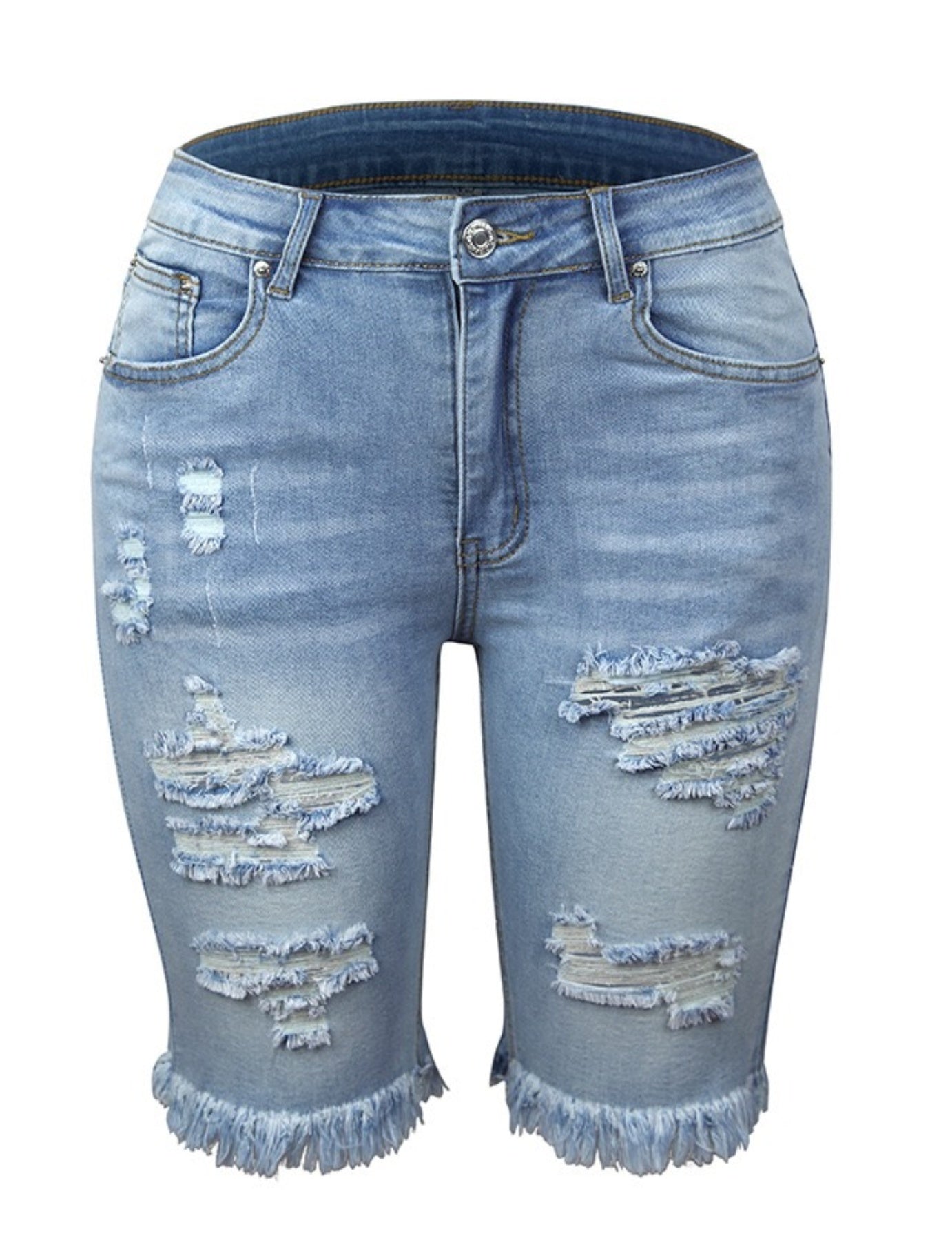 2025 Women's Denim Shorts, Quarter Length Jeans, Ripped Jeans, Frayed Hems cjdropshipping