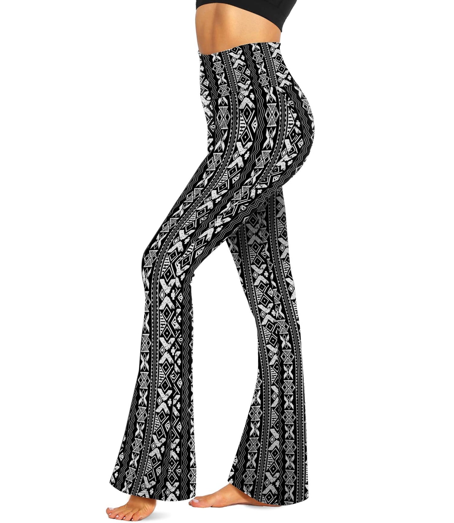 Flared Cropped High-Rise Pants Set – Chic Printed 2-Piece Outfit for Effortless Style.