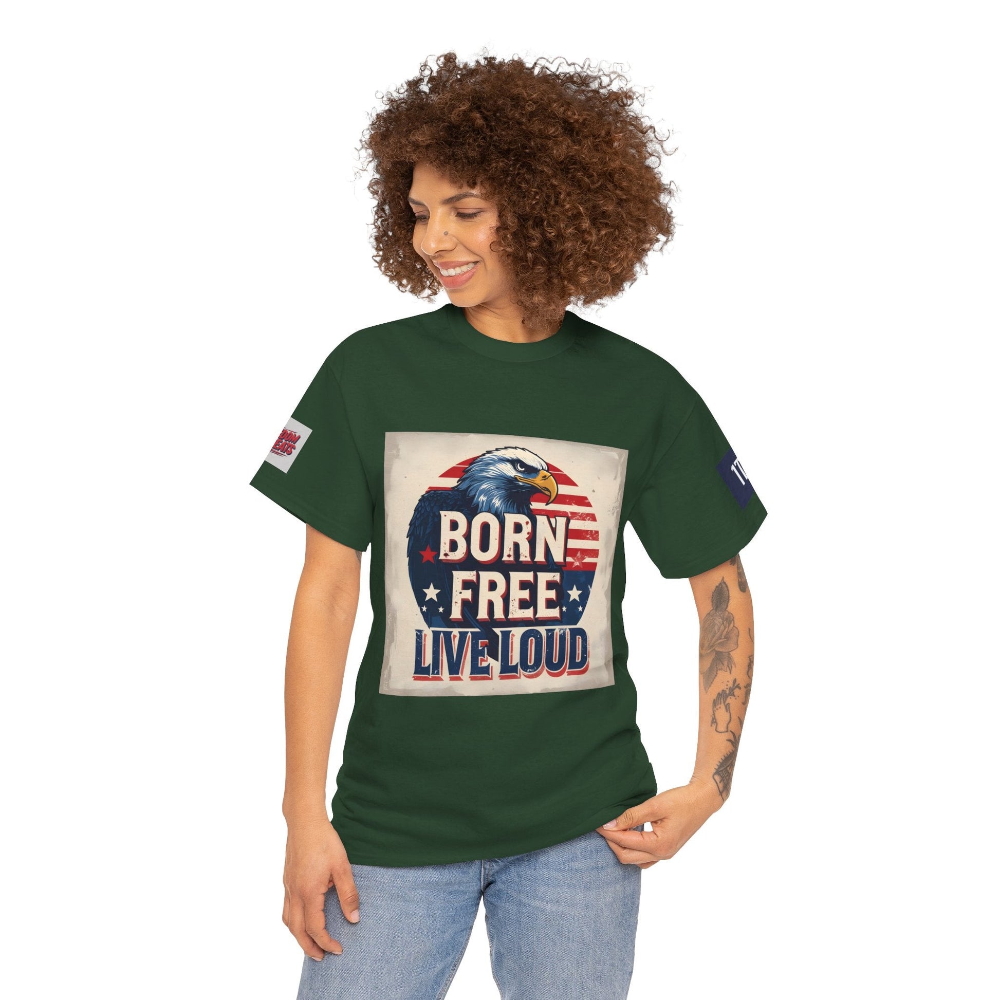 Patriotic Unisex Tee - Born Free Live Loud American Pride Shirt Printify