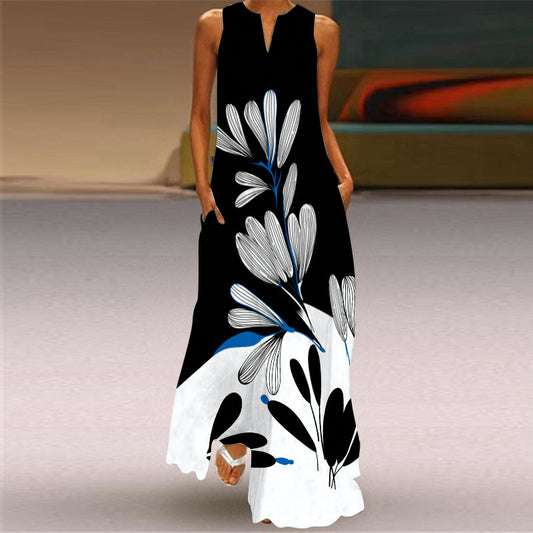 ☀️ Summer Women’s Sleeveless V-Neck Maxi Dress – Casual & Vacation Outfit.