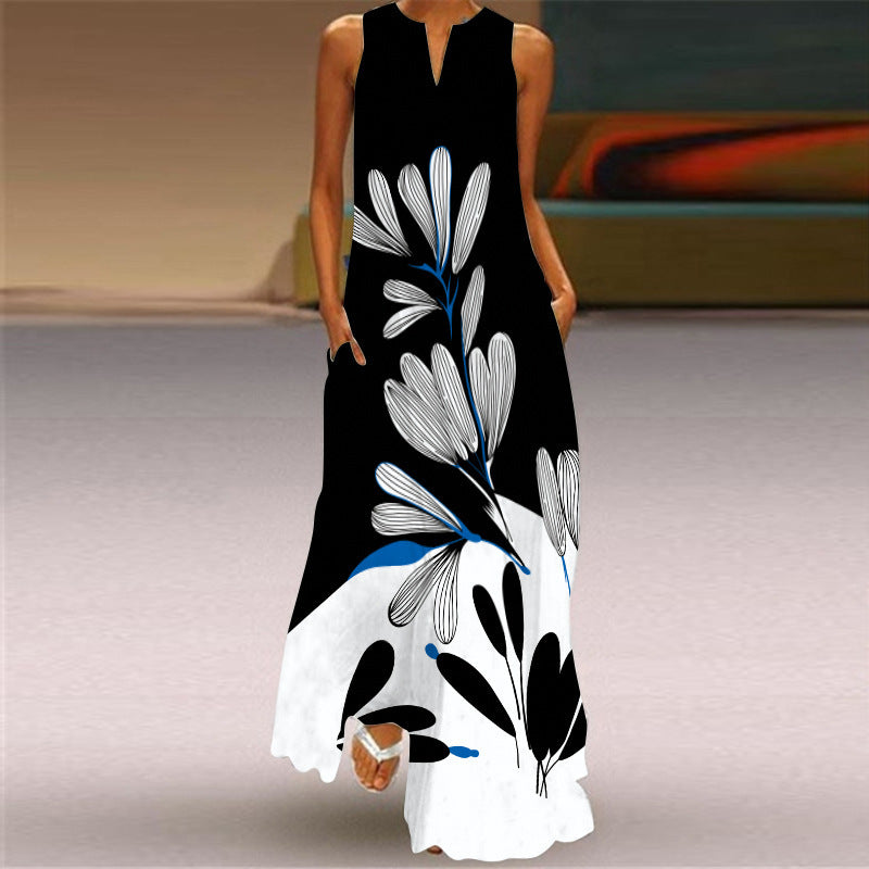 ☀️ Summer Women’s Sleeveless V-Neck Maxi Dress – Casual & Vacation Outfit.