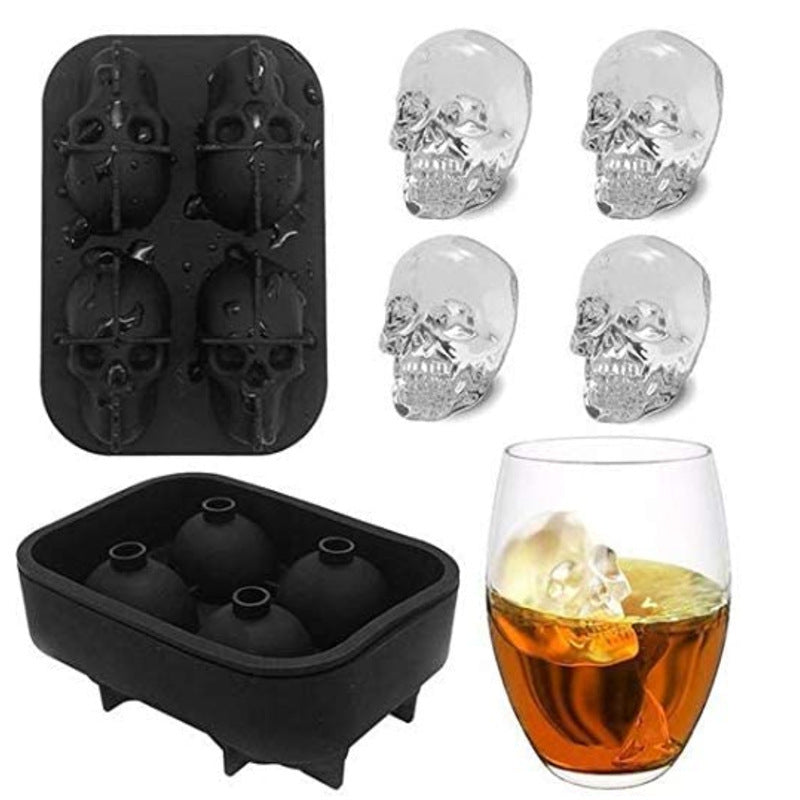 Silicone Skull Ice Cube Mold | 3D Skull Ice Tray for Whiskey, Cocktails & Bar Drinks - Bright Starz Store