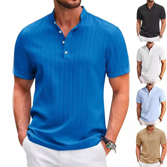 Men’s Summer Polo Shirt | Stand Collar Short Sleeve Casual Beachwear 2025.