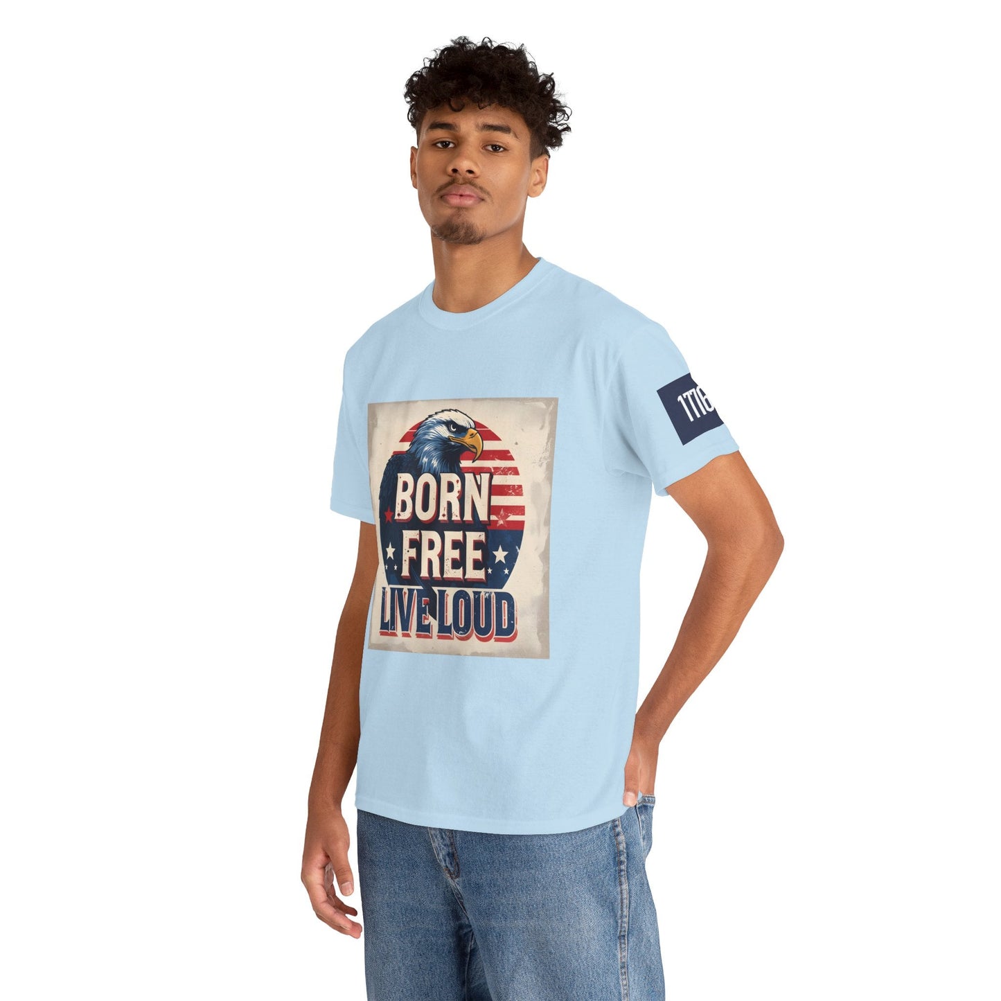 Patriotic Unisex Tee - Born Free Live Loud American Pride Shirt Printify