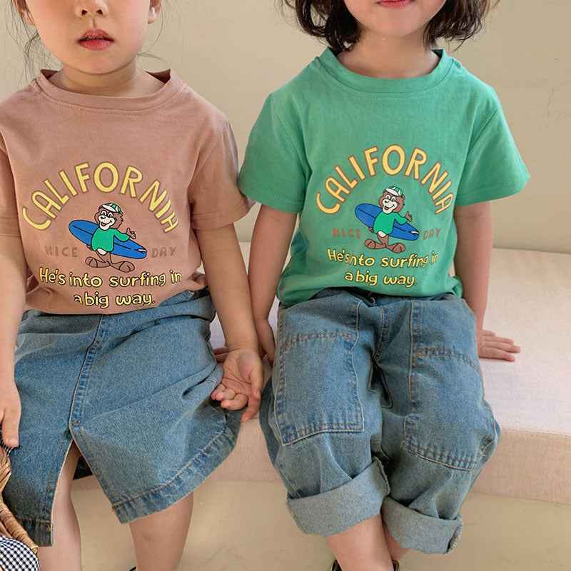 Summer Kids Cartoon T-Shirts – Boys & Girls O-Neck Short Sleeve Tees for Casual Wear.