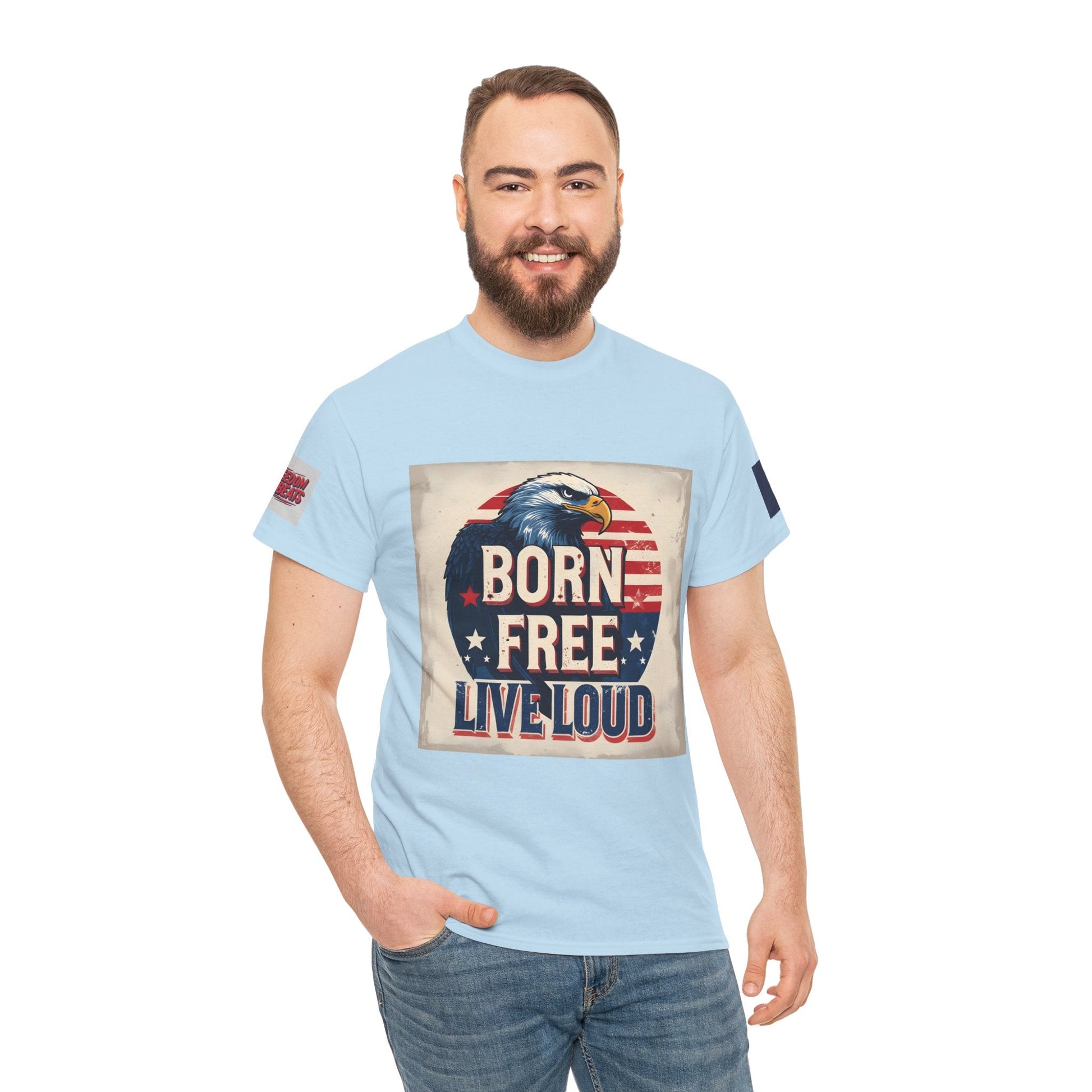 Patriotic Unisex Tee - Born Free Live Loud American Pride Shirt Printify